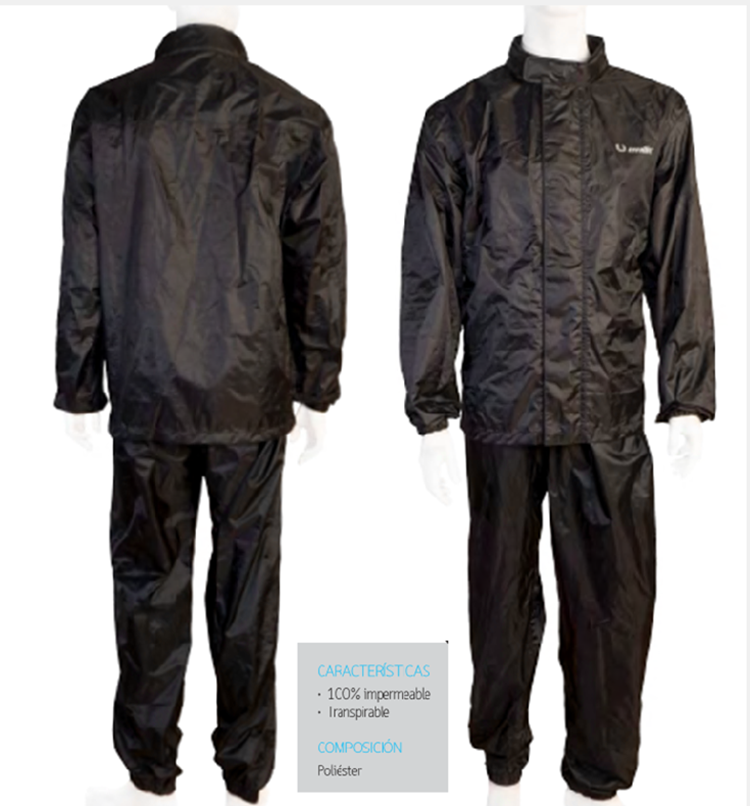 TRAJE AGUA UNIK RJP21 2 PIEZAS IMPERMEABLE NEGRO 2XL